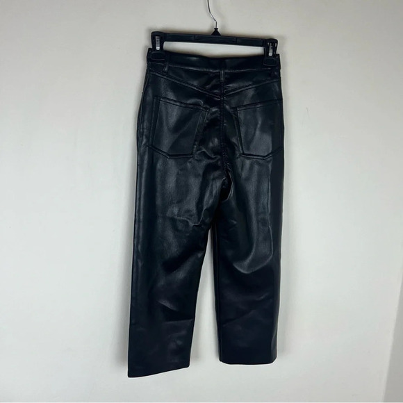 Aritzia Wilfred The Melina Cropped Straight Leg Pants Black Vegan Leather Size 2 - Picture 5 of 8